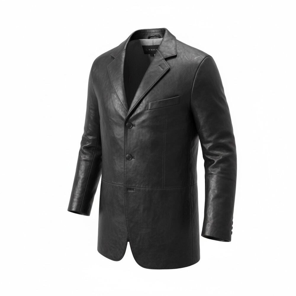 J.Ferrar Black Genuine Leather Blazer Jacket Men’s size medium